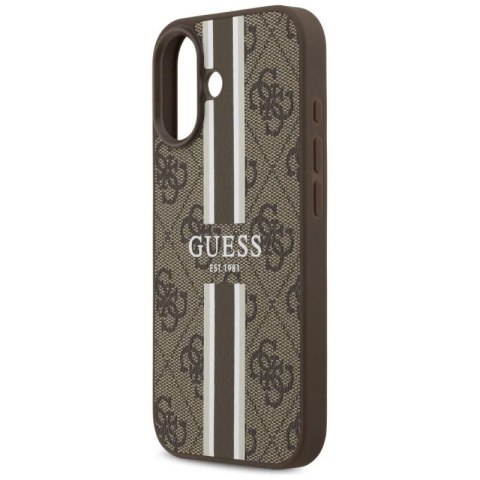 Etui Guess 4G Printed Stripes MagSafe na iPhone 17 - brązowe Guess