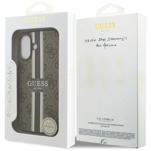 Etui Guess 4G Printed Stripes MagSafe na iPhone 17 - brązowe Guess