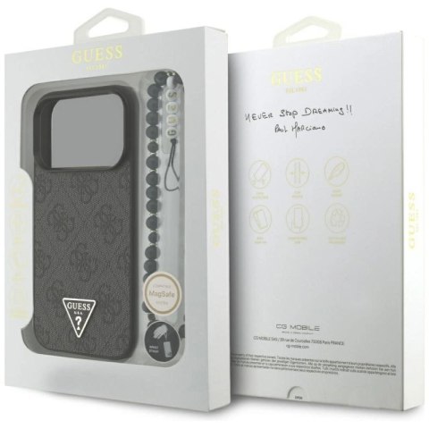 Etui Guess 4G Strap Triangle Logo MagSafe na iPhone 17 Pro - czarne Guess