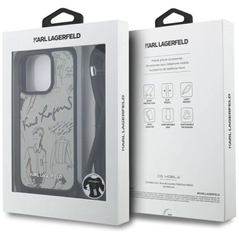 Etui Karl Lagerfeld Crossbody Grained Pattern & Logo do iPhone 16 Pro Max - szare Karl Lagerfeld