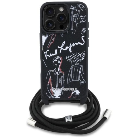 Etui Karl Lagerfeld Crossbody Grained Pattern & Logo do iPhone 16 Pro - czarne Karl Lagerfeld