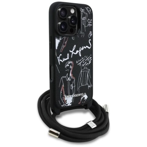 Etui Karl Lagerfeld Crossbody Grained Pattern & Logo do iPhone 16 Pro - czarne Karl Lagerfeld
