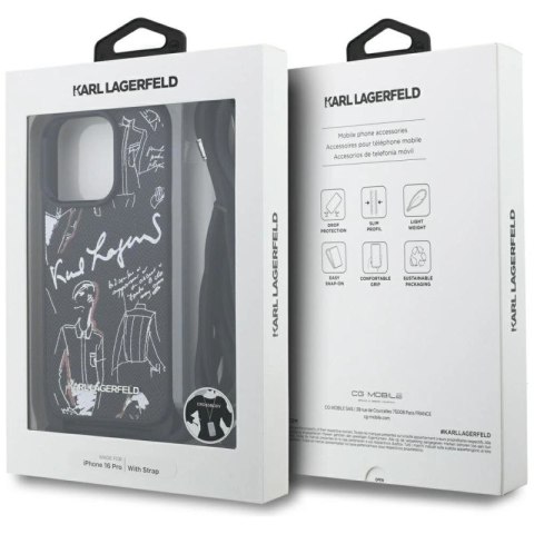 Etui Karl Lagerfeld Crossbody Grained Pattern & Logo do iPhone 16 Pro - czarne Karl Lagerfeld