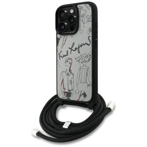 Etui Karl Lagerfeld Crossbody Grained Pattern & Logo do iPhone 16 Pro - szare Karl Lagerfeld