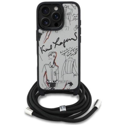 Etui Karl Lagerfeld Crossbody Grained Pattern & Logo do iPhone 16 Pro - szare Karl Lagerfeld