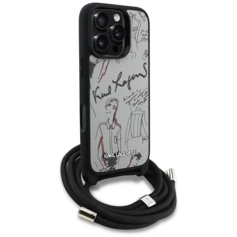 Etui Karl Lagerfeld Crossbody Grained Pattern & Logo do iPhone 16 Pro - szare Karl Lagerfeld