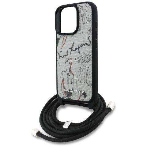 Etui Karl Lagerfeld Crossbody Grained Pattern & Logo do iPhone 16 Pro - szare Karl Lagerfeld