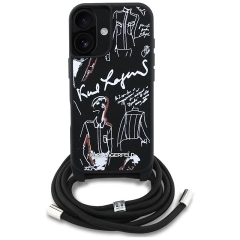 Etui Karl Lagerfeld Crossbody Grained Pattern & Logo do iPhone 16 - czarne Karl Lagerfeld