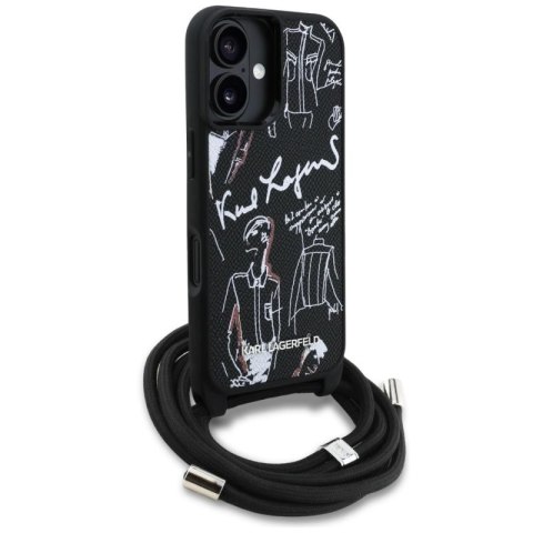 Etui Karl Lagerfeld Crossbody Grained Pattern & Logo do iPhone 16 - czarne Karl Lagerfeld