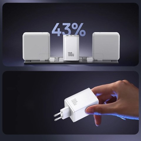 Ładowarka sieciowa Baseus EnerFill FE11 2 x USB-C / USB-A 100W - biała Baseus