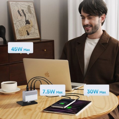 Ładowarka sieciowa Cuktech AD1003EU 100W GaN 2x USB-C + USB-A z kablem - biała Cuktech