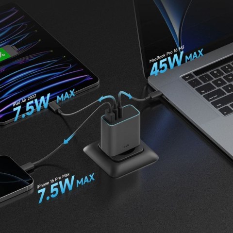 Ładowarka sieciowa Cuktech CUKAD653EUGR 65W GaN 2 x USB-C 1 x USB-A - szara Cuktech