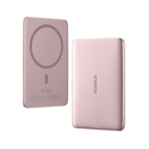 Powerbank Baseus PicoGo AM41 5000mAh 20W Ultra-Slim kompatybilny z MagSafe z kablem Baseus Simple USB-C 60W 30cm - różowy Baseus