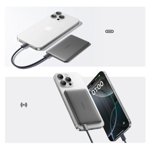 Powerbank Baseus PicoGo AM41 Ultra-Slim 5000mAh 20W kompatybilny z MagSafe z kablem Baseus Simple USB-C 60W 30cm - czarny Baseus