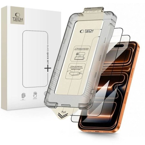 Szkło hartowane Tech-Protect Quick Set+ 2-pack na iPhone 17 Pro Max - czarne Tech-Protect