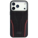 Etui Audi R8 Genuine Leather MagSafe do iPhone 17 Pro Max - czarno-czerwony Audi