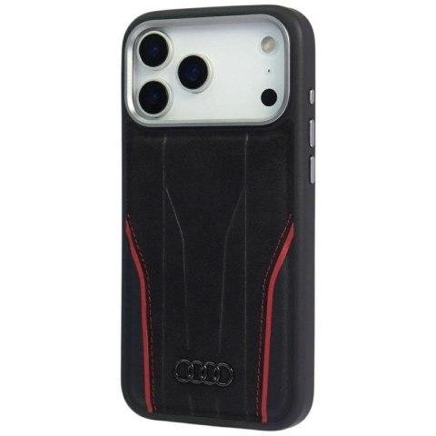 Etui Audi R8 Genuine Leather MagSafe do iPhone 17 Pro Max - czarno-czerwony Audi