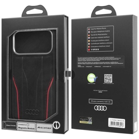 Etui Audi R8 Genuine Leather MagSafe do iPhone 17 Pro Max - czarno-czerwony Audi