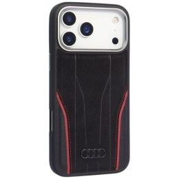 Etui Audi R8 Genuine Leather MagSafe do iPhone 17 Pro - czarno-czerwony Audi