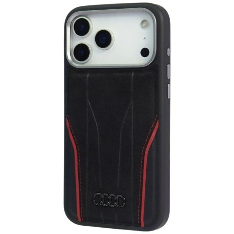 Etui Audi R8 Genuine Leather MagSafe do iPhone 17 Pro - czarno-czerwony Audi
