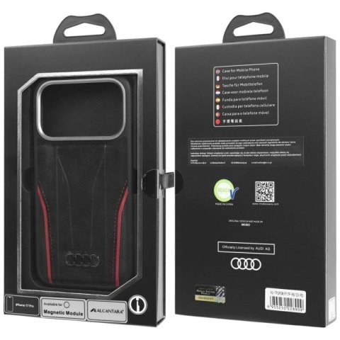 Etui Audi R8 Genuine Leather MagSafe do iPhone 17 Pro - czarno-czerwony Audi