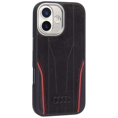 Etui Audi R8 Genuine Leather MagSafe do iPhone 17 - czarno-czerwony Audi