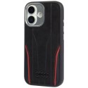 Etui Audi R8 Genuine Leather MagSafe do iPhone 17 - czarno-czerwony Audi