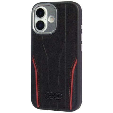 Etui Audi R8 Genuine Leather MagSafe do iPhone 17 - czarno-czerwony Audi