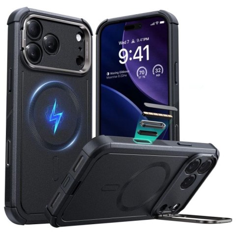 Etui ESR Cyber Kickstand MagSafe na iPhone 17 Pro - czarne ESR