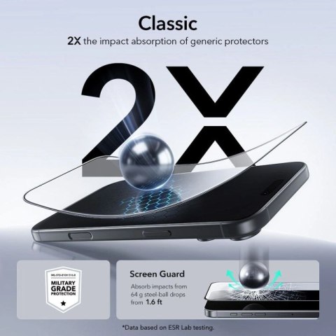 Szkło hartowane ESR UltraFit Tempered Glass 2-pack na iPhone 17 Pro - przezroczyste ESR