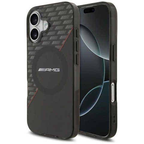 Etui AMG Double Layer Transparent Rhombs MagSafe do iPhone 17 - czarno-czerwone Mercedes
