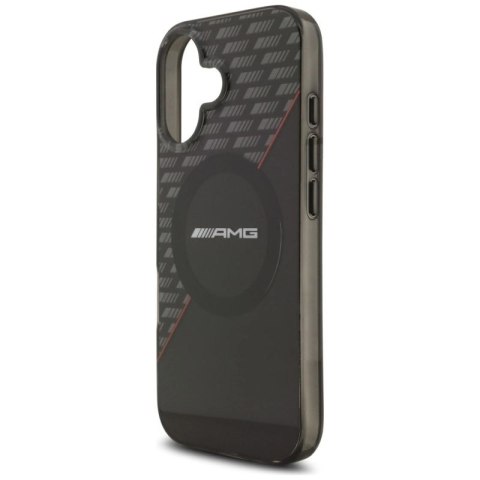 Etui AMG Double Layer Transparent Rhombs MagSafe do iPhone 17 - czarno-czerwone Mercedes