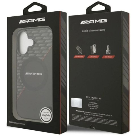Etui AMG Double Layer Transparent Rhombs MagSafe do iPhone 17 - czarno-czerwone Mercedes