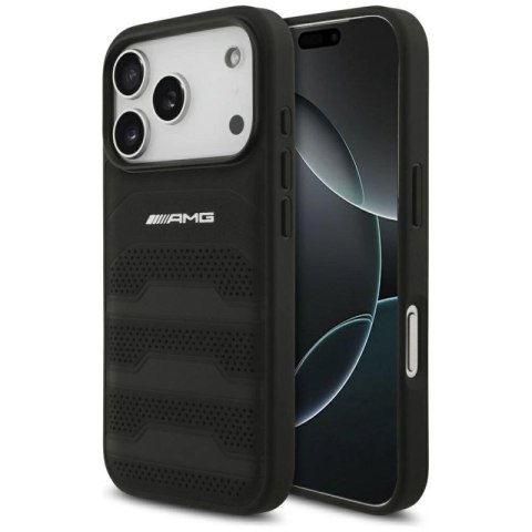 Etui AMG Leather Debossed Lines Logo do iPhone 17 Pro - czarne Mercedes