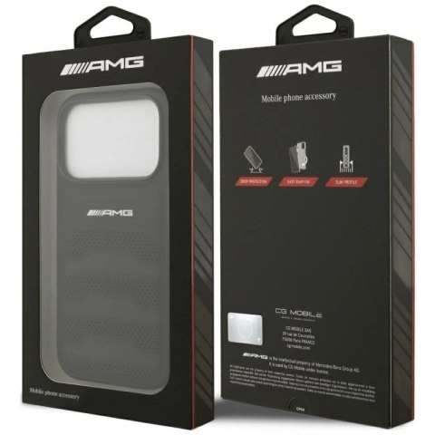 Etui AMG Leather Debossed Lines Logo do iPhone 17 Pro - czarne Mercedes