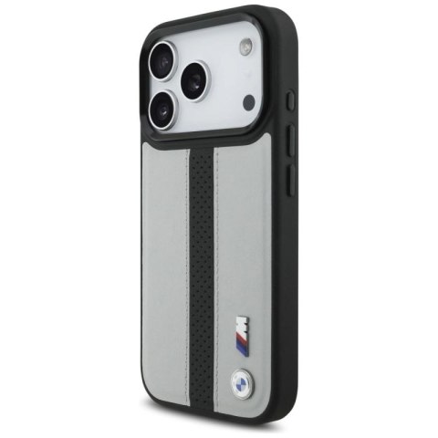 Etui BMW M Perforated Stripe Logo MagSafe na iPhone 17 Pro - szare BMW