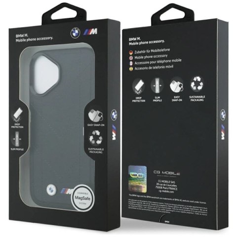 Etui BMW M Quilted Logo MagSafe na iPhone 17 - czarne BMW