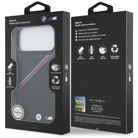 Etui BMW M Tricolor Metal Logo MagSafe do iPhone 17 Pro Max - czarne BMW