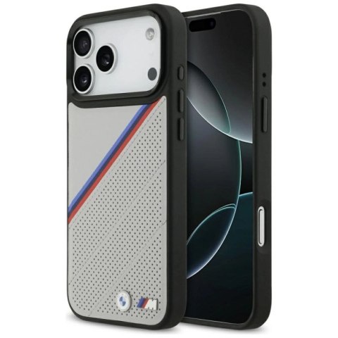 Etui BMW M Tricolor Metal Logo MagSafe do iPhone 17 Pro Max - szare BMW