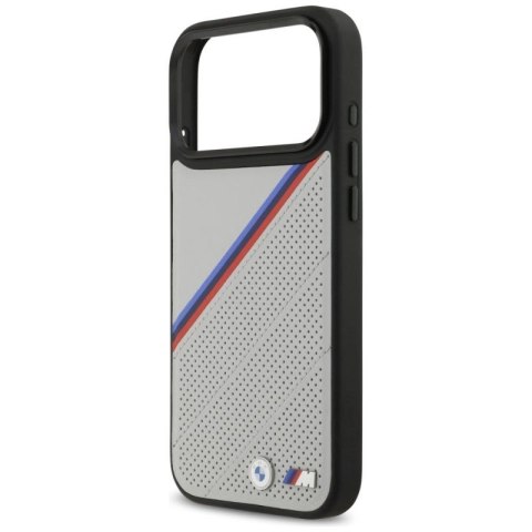 Etui BMW M Tricolor Metal Logo MagSafe do iPhone 17 Pro Max - szare BMW