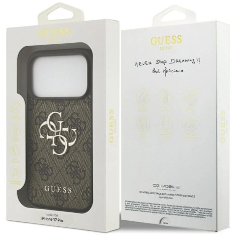Etui Guess 4G Big Logo do iPhone 17 Pro - brązowe Guess