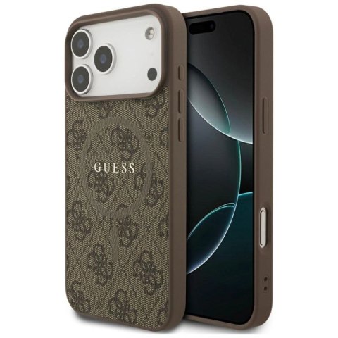 Etui Guess 4G Ring Classic Logo MagSafe na iPhone 17 Pro Max - brązowe Guess