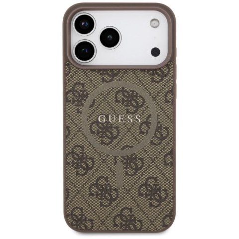 Etui Guess 4G Ring Classic Logo MagSafe na iPhone 17 Pro Max - brązowe Guess