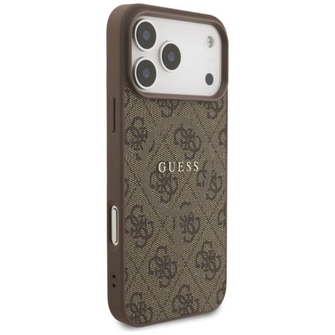 Etui Guess 4G Ring Classic Logo MagSafe na iPhone 17 Pro Max - brązowe Guess