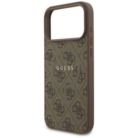Etui Guess 4G Ring Classic Logo MagSafe na iPhone 17 Pro Max - brązowe Guess