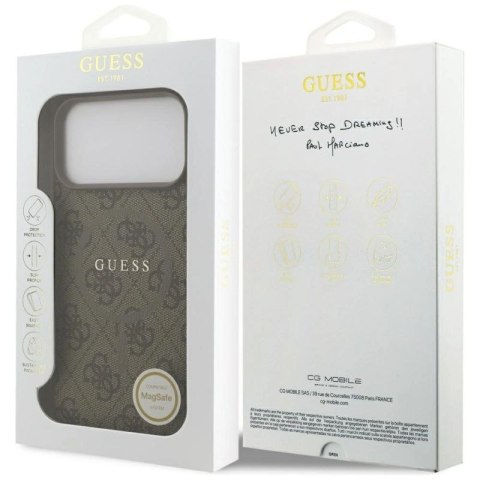 Etui Guess 4G Ring Classic Logo MagSafe na iPhone 17 Pro Max - brązowe Guess