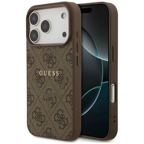 Etui Guess 4G Ring Classic Logo MagSafe na iPhone 17 Pro - brązowe Guess