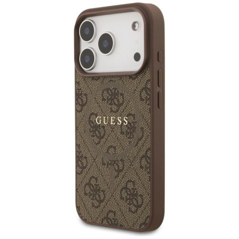 Etui Guess 4G Ring Classic Logo MagSafe na iPhone 17 Pro - brązowe Guess