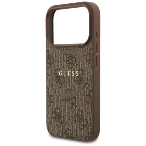 Etui Guess 4G Ring Classic Logo MagSafe na iPhone 17 Pro - brązowe Guess