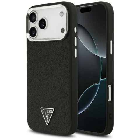 Etui Guess Glitter Triangle Logo MagSafe do iPhone 17 Pro Max - czarne Guess